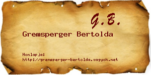 Gremsperger Bertolda névjegykártya